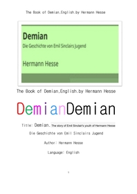  데미안. 헤르만 헤세 저.영어판 .The Book of Demian,English.by Hermann Hesse