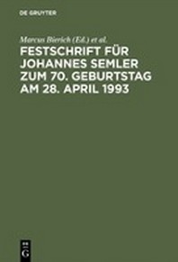  Festschrift F? Johannes Semler Zum 70. Geburtstag Am 28. April 1993