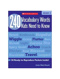  240 Vocabulary Words Kids Need to Know: Grade 2