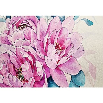  분홍 모란꽃 (패브릭) 보석십자수 35x50