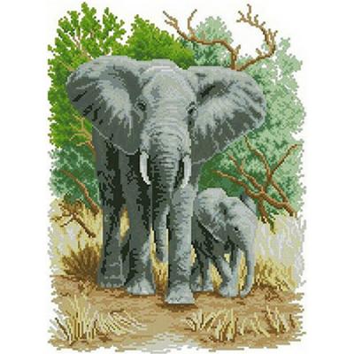  엄마와 아기 코끼리 (캔버스) 보석십자수 40x50
